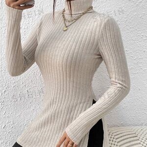Women’s Turtleneck Split Hem Tee